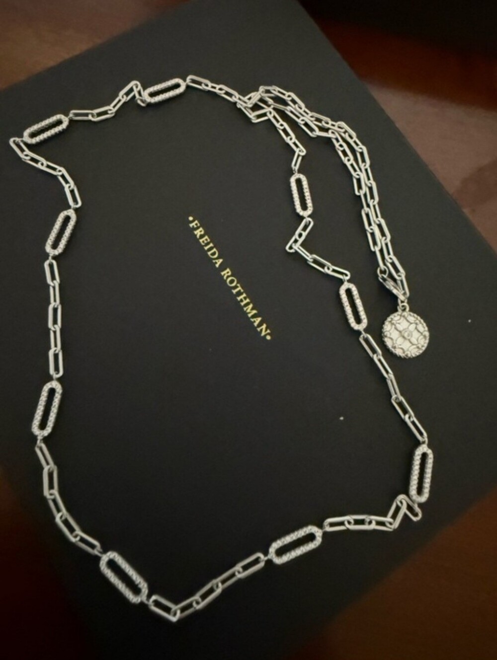 Sterling Silver Pavé Paperclip Link Necklace - Silver NEW